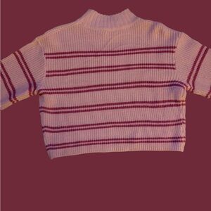 SHEIN Pink Striped Crew Neck Sweater